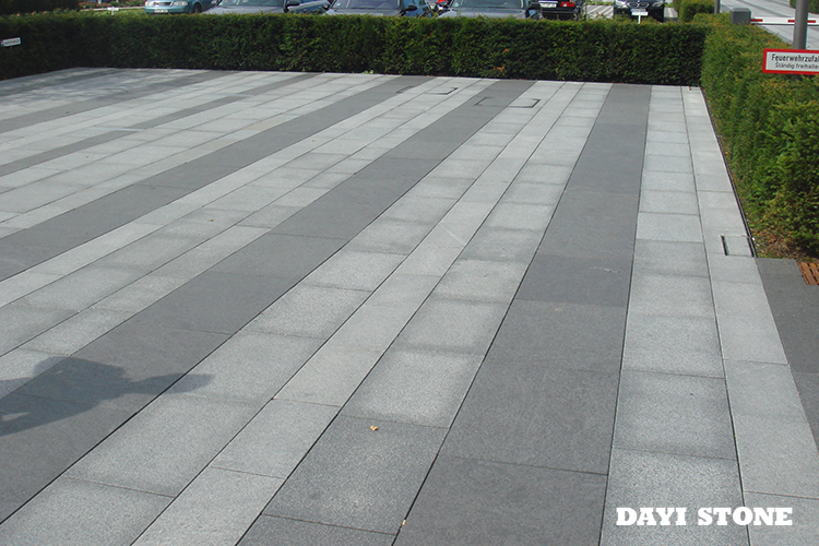 Wolfsburg Germany Pavingstone Light Dark Black Granite Stone Project - Dayi Stone